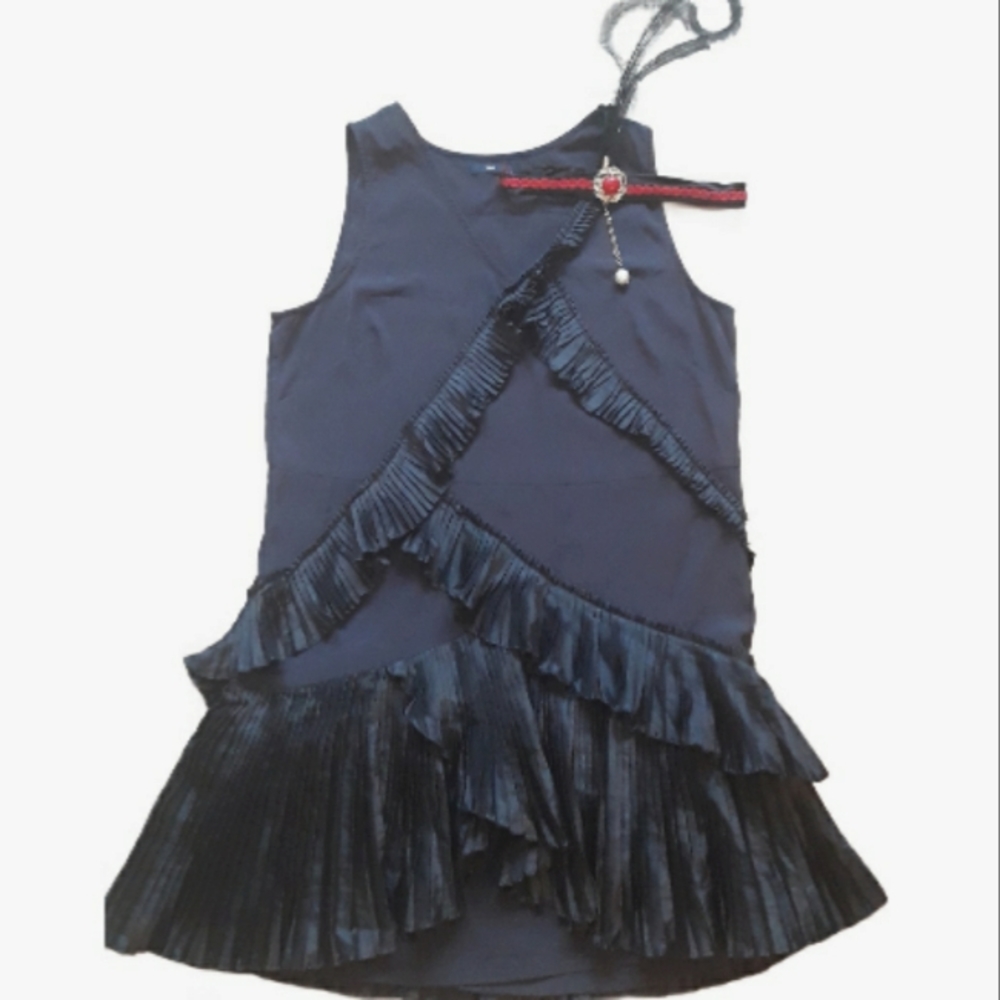 GAP Black Pleated Ruffle Dress